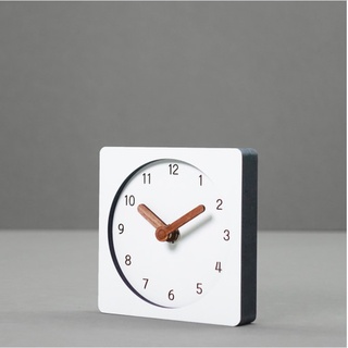 🇰🇷 [Korean MOOQS Silent Wood Table Clock] Wooden Minimalism Vintage Korea Interior Eco Board White Mini Small Quartz Simple