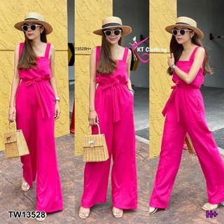 TW-13528 Jumpsuit จั๊มสูททรงสวยมากกก จะใส่แบบปล่อยๆก็เก๋ หรือจะผูกเชือกที่เอวก็หวานสายเดี่ยวปรับได้ ลุคหรูหราคุณหนูไฮโซ