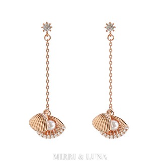 ต่างหูคริสตัลเปลือกหอย Crystal Shell With Mini Pearl Earrings