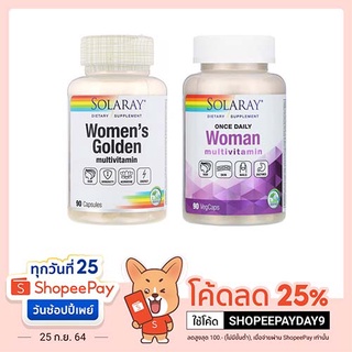 Solaray | วิตามินรวม ( Womens Golden, Once Daily, Woman ) Multivitamin, 90 VegCaps
