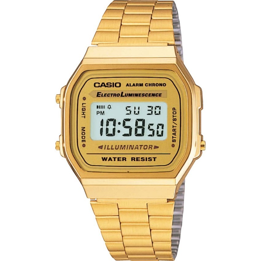 Casio นาฬิกาข้อมือผู้หญิง สายสแตนเลส รุ่น A168WG-9W - Gold