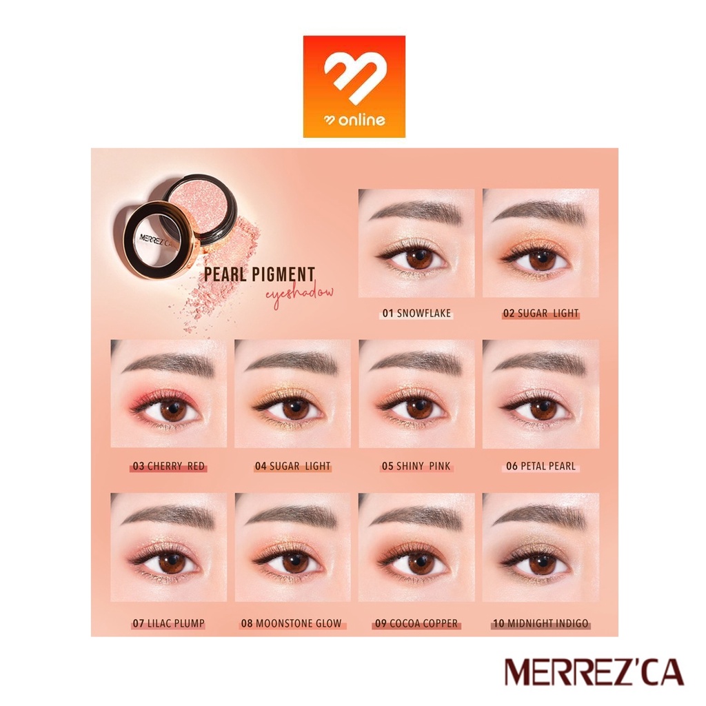 (ตลับกลม) Merrezca Pearl Pigment Eye shadow เมอเรซกา อายแชโดว์ กลิตเตอร์  Merrez'ca eye สีแน่น ชัด ติดทนนาน  1.8g.