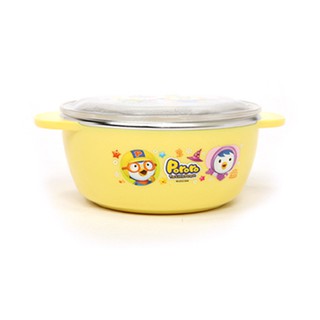 Pororo Rice Bowl ถ้วยใส่อาหารเด็ก ถ้วยข้าวเด็ก (290 ml) สแตนเลส 304 ทนทาน ปลอดภัย มีฝาปิด เกาหลีแท้ (สีเหลือง)