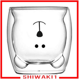 [SHIWAKI1] Cute Bear 250ml Insulated Coffee Mugs, Glass Tea Mugs, Double Wall Glass Coffee Cups, Latte Mug, Cappuccino Cups