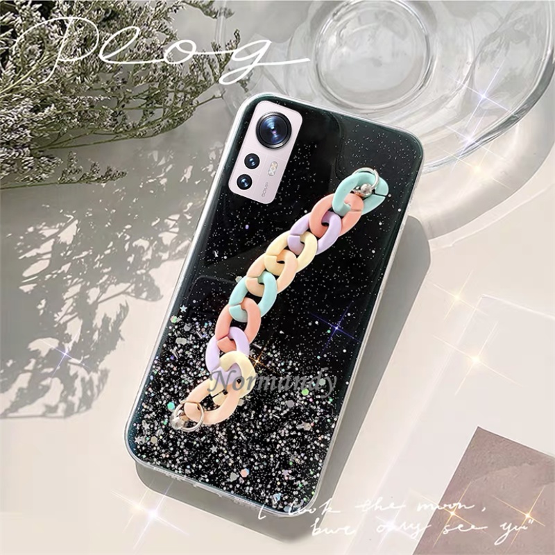 เคสโทรศัพท์ New Fashion Casing for Xiaomi Mi 12T Pro 12 Lite Pro POCO M5 M5S M4 C40 Redmi 10A 10 5G 4G Sequins Sparkling Clear Phone Case with Rainbow Bracelet TPU Transparet Soft Back Case เคส #6