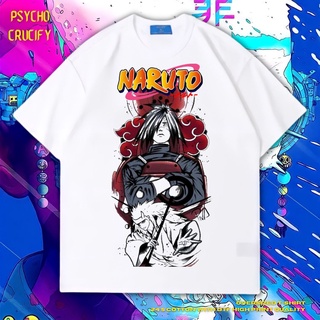 เสื้อยืด ขนาดใหญ่ พิมพ์ลาย Psycho Crucify Uchiha Madara | หินล้างทําความสะอาด | เสื้อยืด ลายการ์ตูนนารูโตะ | เสื้อยืด ขน