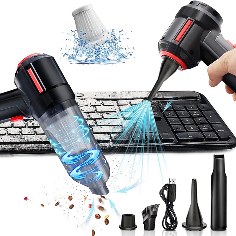 Compressed Air Duster Rechargeable Mini Vacuum Cleaner , 6000 PA, Dust ...