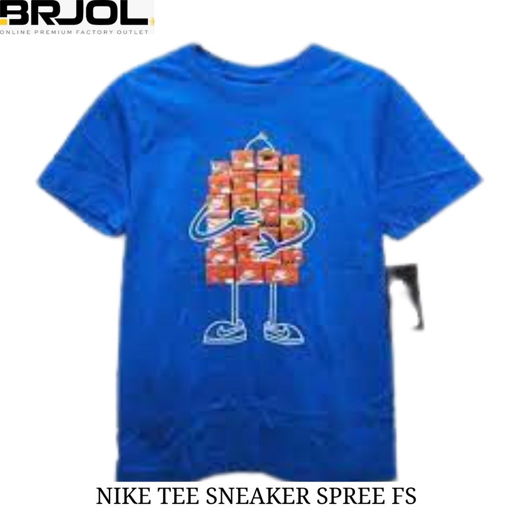 เสื้อยืดเด็กชาย& 39; NIKE TEE SNEAKER SPREE FS BQ5993465 สีกรมท่า สีฟ้า