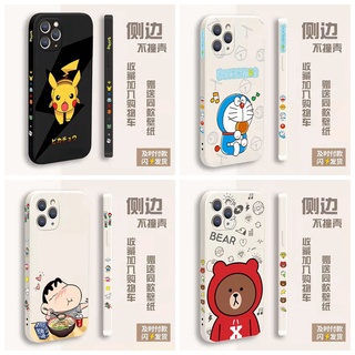 เคส iphone 12 pro max iphone 6 6s 7 8 se2 11 11pro max X XR XS Max โดเรม่อน เครยอนชินจัง ปิกาจู เคสโทรศัพท์มือถือขอบตรง 90°เคสโทรศัพท์ซิลิโคน