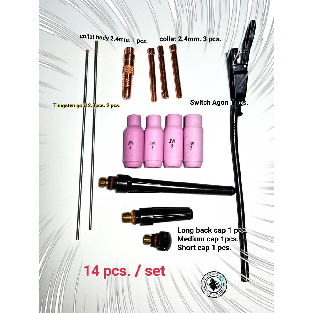 TIG/ ARGON ชุดอะไหล่หัวเชื่อม อาร์กอน ถ้วยเซรามิก Nozzle gas เครื่องเชื่อมไฟฟ้า ตู้เชื่อมไฟฟ้า สายเช