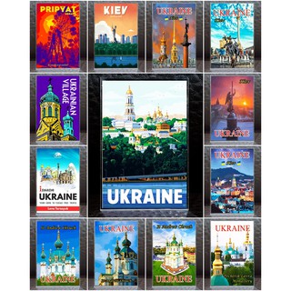 แม่เหล็กติดตู้เย็น อะครีลิค ยูเครน 2×3 นิ้ว ของฝาก ของที่ระลึก Souvenir Acrylic Fridge Magnet Ukraine A1 2x3"