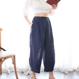 CANDITH กางเกง Natural Linen Pants - Vivid Blue (ปรับไซส์ฟรี)