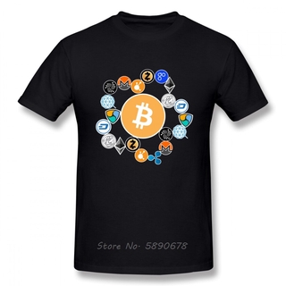 เสื้อยืดพิมพ์ลายเสื้อยืดคอก ลมแขนสั้นพิมพ์ลายโลโก้ Crypto สําหรับผู้ชาย