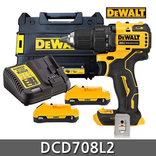 DEWALT สว่านไร้สาย 20V Atomic Short-body รุ่น DCD708L2 (มอเตอร์BRUSHLESS) รับประกันศูนย์ 3 ปี