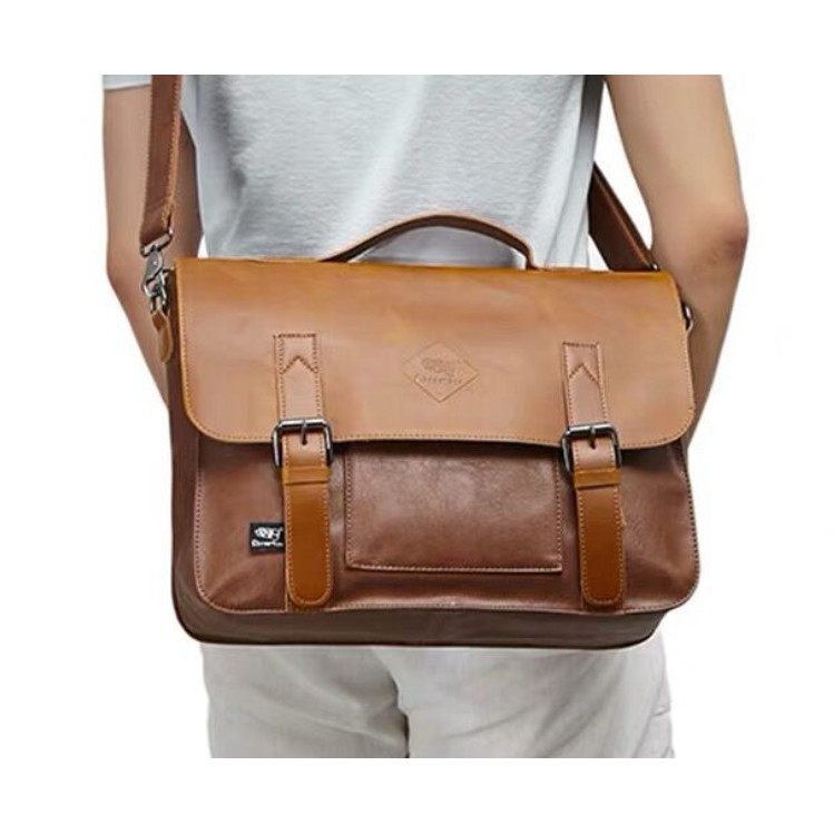 กระเป๋าหนังสะพายข้างผู้ชาย Messenger bag ใบใหญ่ขนาด กระเป๋าใส่โนต๊บุ๊ค