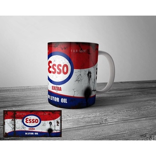 แก้วกาแฟ แก้วมัค ลาย Esso Motor Oil สไตล์วินเทจย้อนยุค ของขวัญโรงรถ โรงรถ