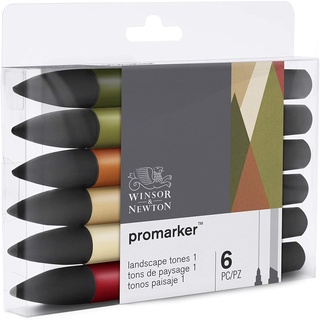 Winsor&amp;newton Promarker ปากกามาร์กเกอร์สําหรับใช้ในการวาดรูป 6 สี/ชุด