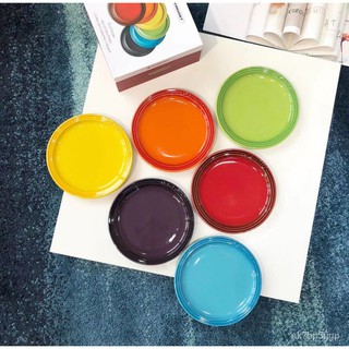 French cool color LECREUSET plate cast iron enamel pot color fruit plate 18/23cm rainbow round plate n01G