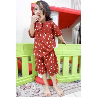 baju set anak murah adem ringan - leopard set