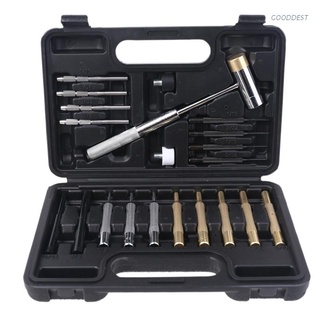 GOO 21pcs Professional Punch Tool Set Steel Pin Hammer Brass Leathercraft Repair Kit