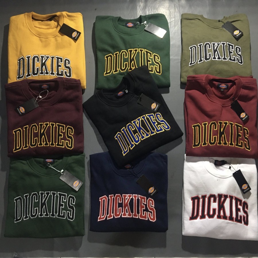 Hitam PUTIH Dickies 1992 เสื้อกันหนาว คอกลม ปักลายโลโก้ Dickies สีดํา โอเวอร์ไซซ์ สําหรับผู้ชาย และผู้หญิง