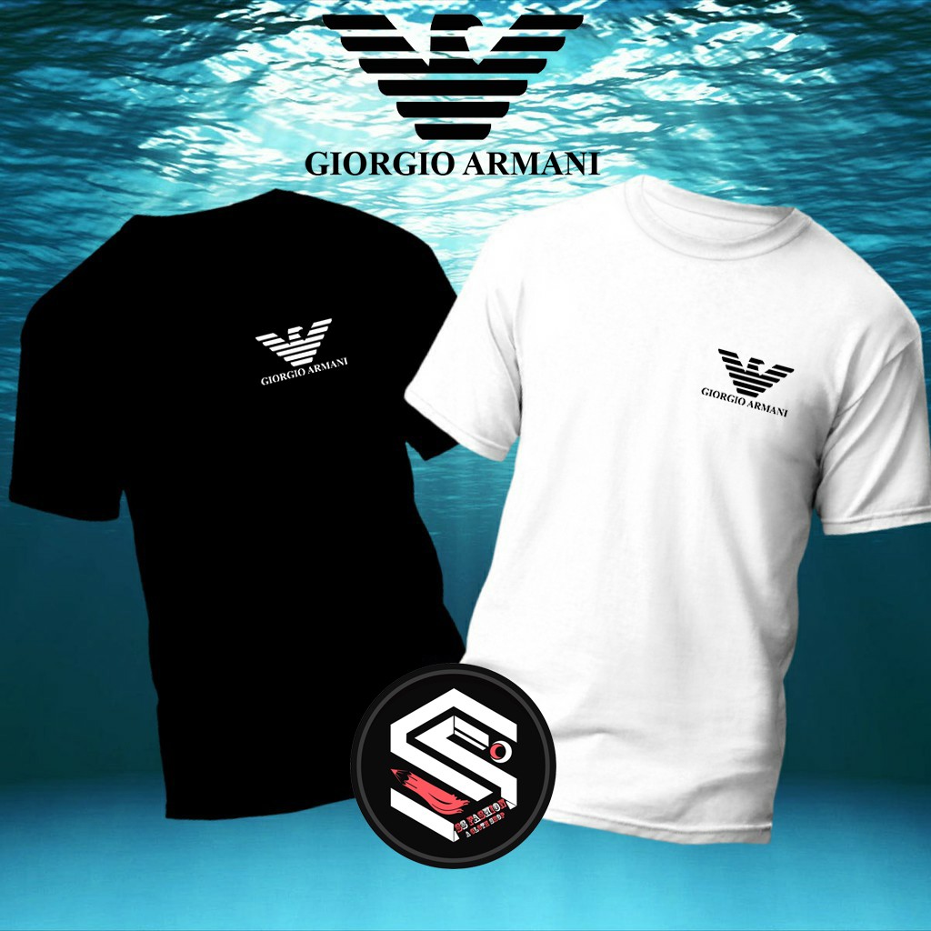GIORGIO ARMANI Logo> 100% Cotton Plain Unisex เสื้อยืดคอกลมแขนสั้นผู้หญิง