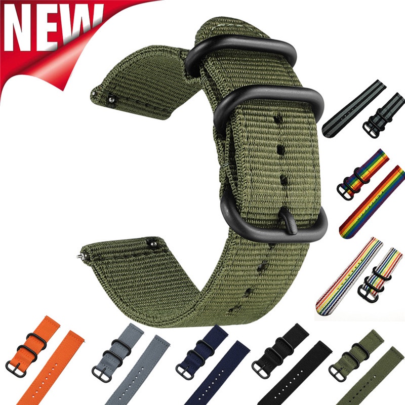 สายนาฬิกาข้อมือ ผ้าแคนวาส ไนล่อน กันน้ํา ขนาด 18 มม. 20 มม. 22 มม. 24 มม. แบบเปลี่ยน สําหรับ Nato Ar
