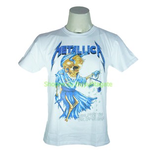 เสื้อยืดสีขาวเสื้อวง Metallica เสื้อไซส์ยุโรป เมทัลลิกา PTA8160 เสื้อวงร็อค เมทัล สากล  S-5XL