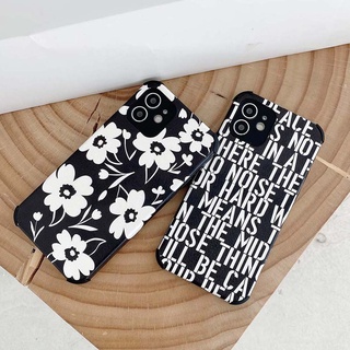 เคสพื้นผิวหนัง Vivo Y12 Y15 Y17 Y12s Y12a Y19 Y20 Y20s Y20i Y21 Y21S Y33S Y50 Y30 Y72 Y91 Y95 Y91c Y1s V9 Y85 V15 V20 V20 Se V21  S1 Pro 4G 5G เคส ดอกไม้ Logo สีดำ ซิลิโคน กันกระแทก ซิลิโคน