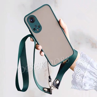 เคสโทรศัพท์ Huawei Nova 9 / Nova 9 Pro Phone Case Camera Lens Protection Luxury Transparent Matte PC Back Cover เคส Huawei Nova9 Pro with Hand Strap and Neck Rope Casing