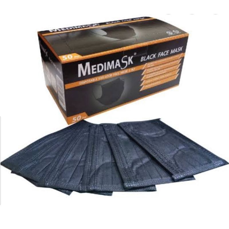 หน้ากากอนามัย Medimask 50 ชิ้น สีดำ เกรดการแพทย์