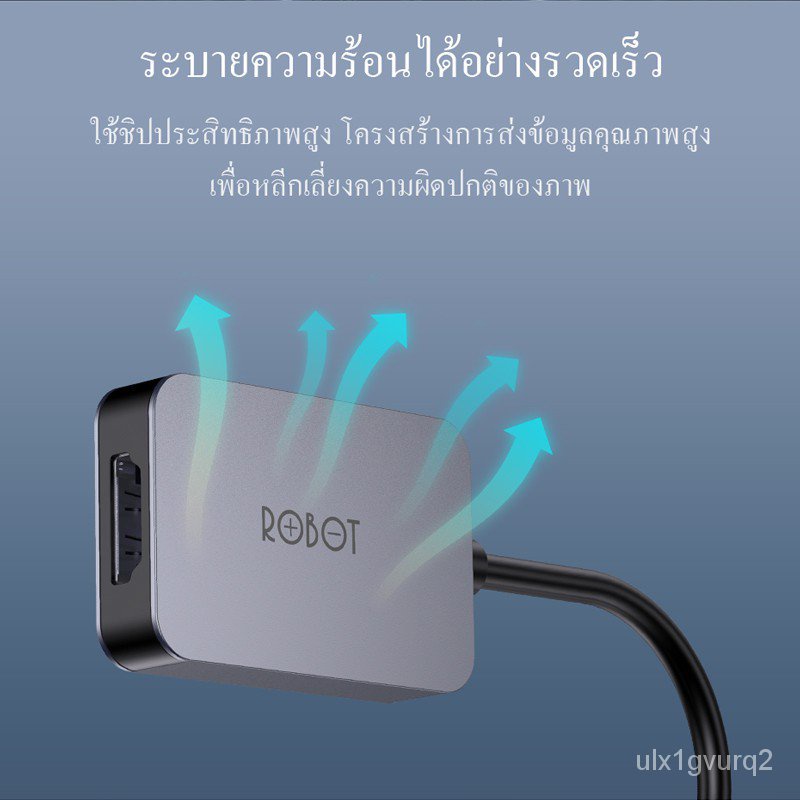 QxRU ROBOT HT100 HUB สายแปลงสัญญาณ USB Type-C เป็น HDMI  (ประกัน 1 ปี)