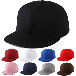 หมวกแฟชั่น Unisex Fashion Blank Plain หมวก Snapback หมวก Hip-Hop แบบปรับได้ B-Boy Baseball