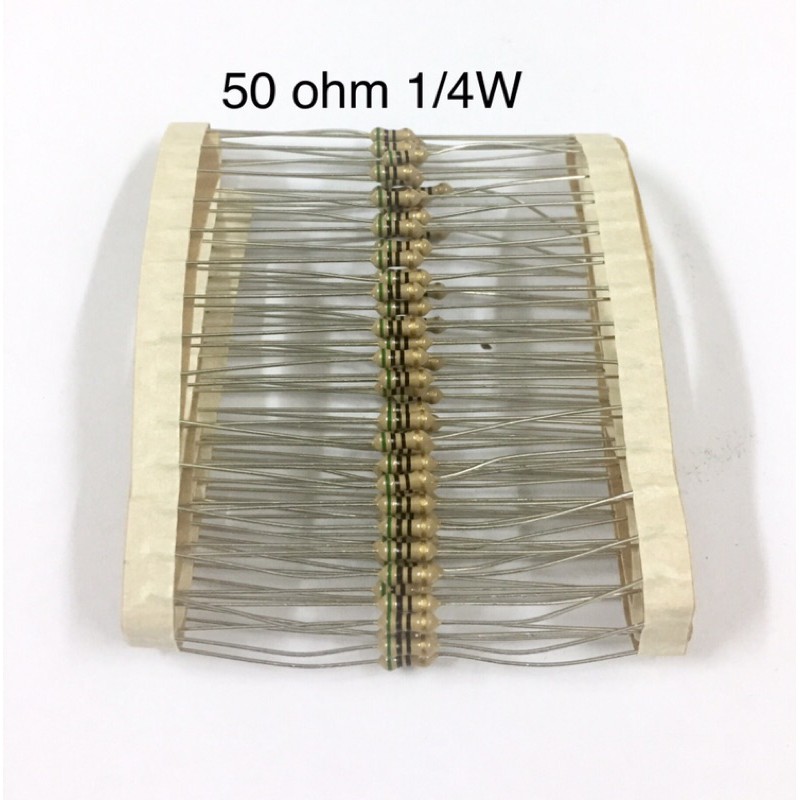 20ชิ้น 50 ohm 1/4W +-5% Resistor ตัวต้านทาน 50โอห์ม 1/4วัตต์ ค่าความผิดพลาด+-5% ใหม่แท้คุณภาพดี อะไหล่อิเล็กทรอนิกส์