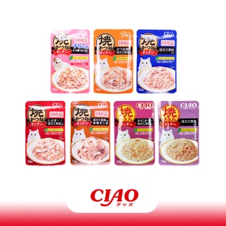 CIAO Pouch 50g. อาหารเปียกแมว CIAO เพ้าซ์ ไม่เติมเกลือ ผสมผงชาเขียว จากญี่ปุ่น สินค้าพร้อมส่ง