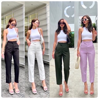 Pamela single-button high waist pant - ป้าย PROMTHONG