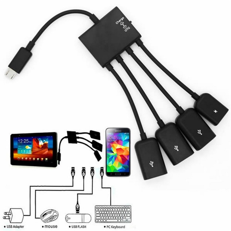 อะแดปเตอร์แปลงสายเคเบิล Type C เป็น Usb 2.0 Micro Usb OTG สําหรับเมาส์ คีย์บอร์ด 2 3 4 พอร์ต