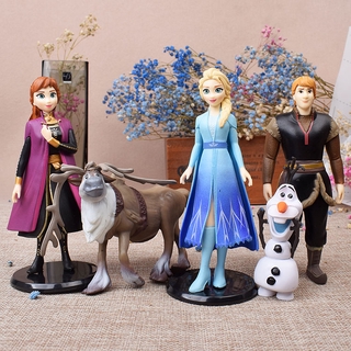 5Pcs/set Frozen Cake Toppers Figures Elsa Anna Sven Kristoff Olaf Hans for Birthday Cake Decoration