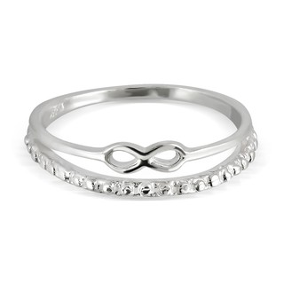 MachuSilver แหวนเงินแท้ 925 Sterling Silver แหวนอินฟินิตี้ นิรันดร์ และเม็ดไข่ปลา พร้อมถุงกำมะหยี่