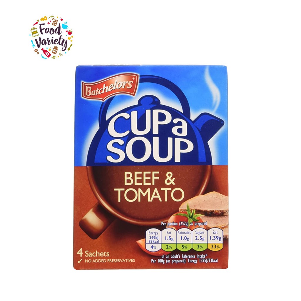Batchelors Cup a Soup Beef & Tomato Instant Soup Sachets 88g แบทเชลเลอร์ ซุปเนื้อและมะเขือเทศแบบซอง 88 กรัม