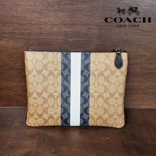 COACH LARGE POUCH IN BLOCKED SIGNATURE CANVAS (coach 6720)