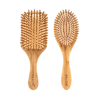 Haxon Natural Wooden Hair Brush แปรงหวีไม้ หวีลดผมร่วง แปรงหวีผม นวดศีรษะ ด้ามไม้ไผ่จับถนัดมือ แข็งแรง น้ำหนักเบา