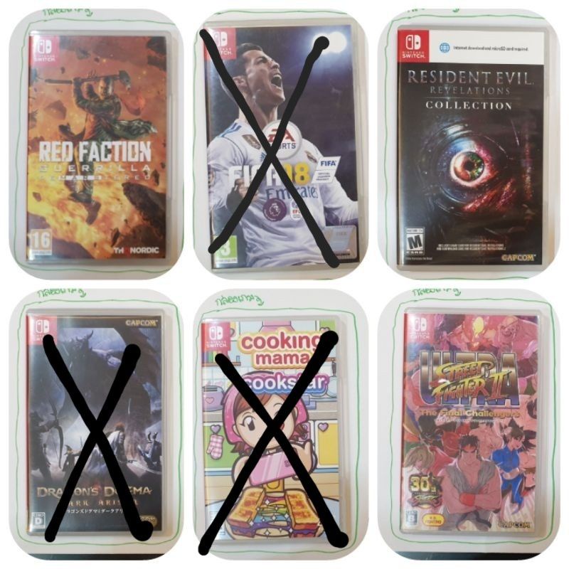 เกมnintendo switch มือ2: dragon dogma, cooking mama, friday 13th, street fighter2, fifa18, resident 