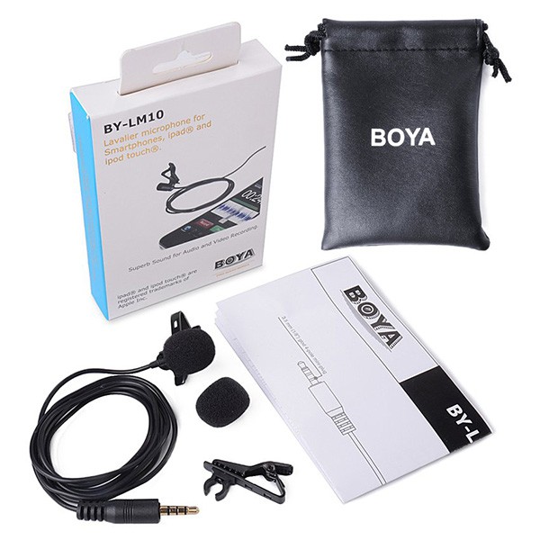 BOYA  ไมโครโฟน BY-LM10 / Mic LM1 Lavalier Microphone ไมโครโฟน หนีบปกเสื้อสำหรับมือถือ สายยาว 1.2 เมตร ของแท้ 100%