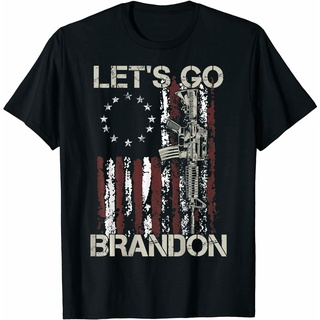 เสื้อยืดครอปใหม่ เสื้อยืด พิมพ์ลายธงอเมริกัน LetS Go BrandonS-5XL