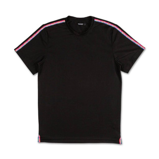 SLUM LTD - PINK DOLPHIN MESH STRIPE V2 TEE Black