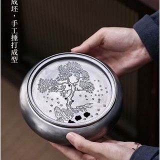 Hand-beaten tea tray antique tin tea set Japanese-style water storage tea tray Kung Fu tea set