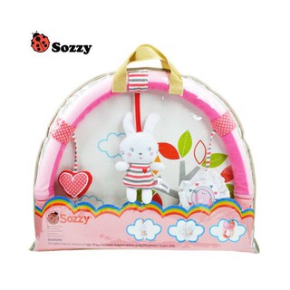 โมบายราวแขวน โค้งหนีบรถเข็น ติดคาร์ซีท สีชมพู Sozzy Travel Arch Bunny