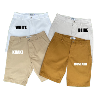 กางเกงขาสั้นผู้ชาย ผ้าชิโน สีพื้น ผ้าcotton100% เกรดพรีเมี่ยม - KNOCK CHINO PANTS