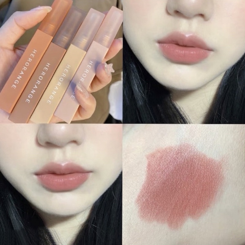 L-02Herorange Lipstick ลิปกลอส ลิปครีม ลิปแมทให้ความชุ่มชื้นกันน้ําติดทนนาน มีให้เลือกใช้ด้วยกัน 6 สี in